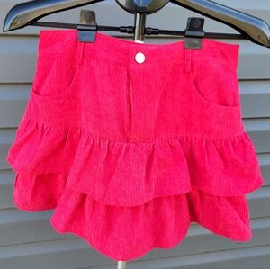 Red Corduroy Ruffle Skirt